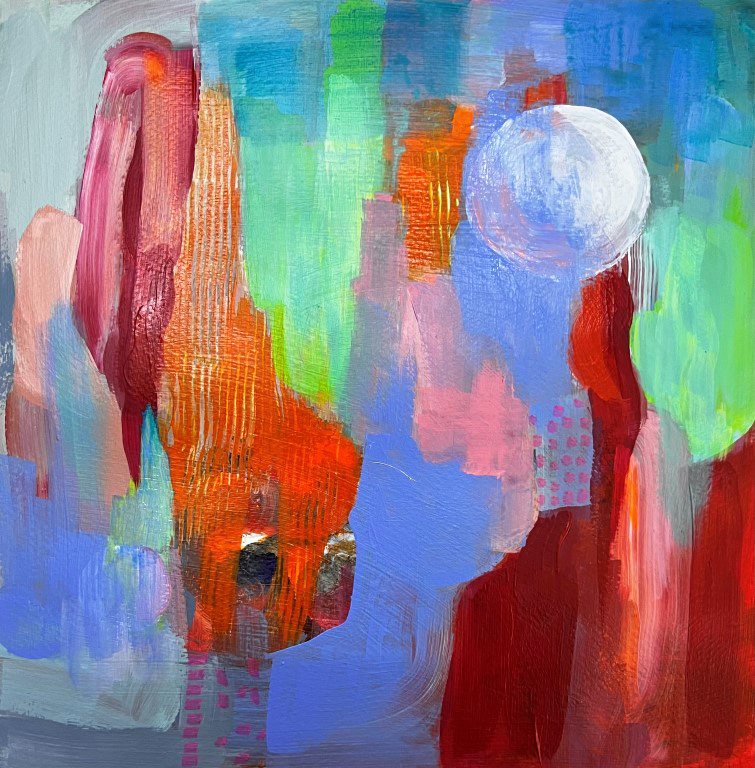 The Rising Moon 03 - Works on paper: Paintings/Landscapes: Acrylic on paper, 43×43cm, USD 500